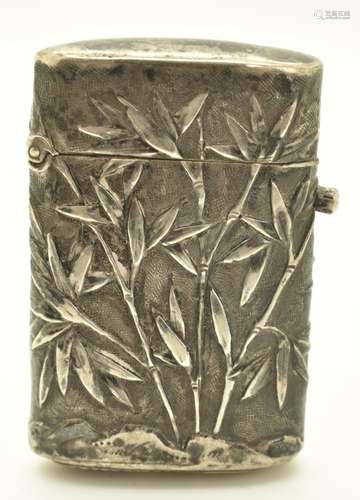 Chinese silver vesta case decorated with bamboo, height 4.5c...