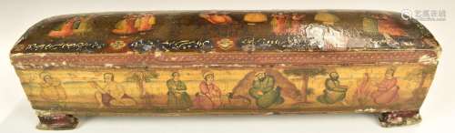 Russian19th / 20thC covered lacquer box with figural decorat...