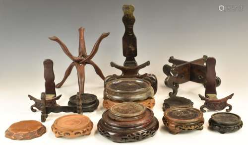 Collection of 19th / 20thC mainly Chinese carved hardwood st...