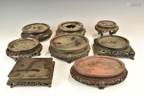 Eight Chinese19th / 20thC carved hardwood stands, some with ...