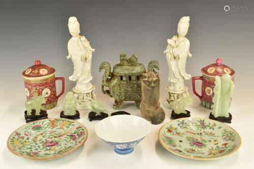 Collection of Chinese ceramics, jadeite / jade, blanc de chi...