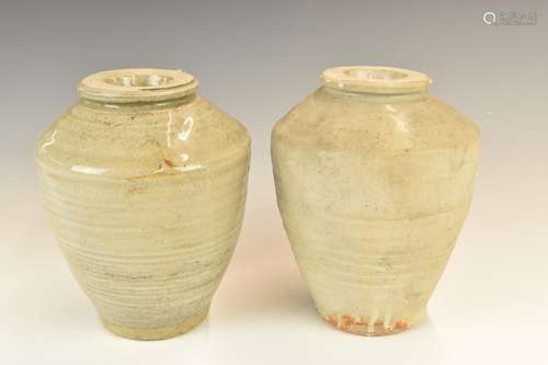 TwoChinese Kangzi period vases with celadon / grey glaze fro...