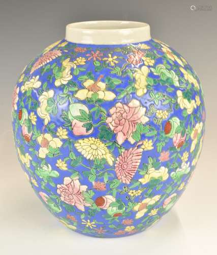 Chinese ginger jar with enamelled floral decoration, height ...