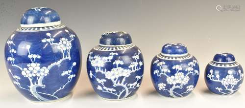 Chinese blue and white set of fourgraduatedginger jars with ...