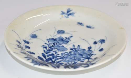 Chinese 19thCblue and white dish with six character mark to ...