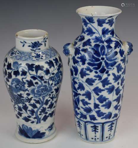 Two Chinese 19th / 20thCblue and white vases, one with drago...