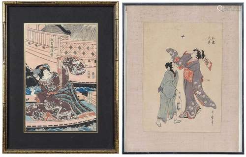 Two Framed Japanese Woodblock Prints