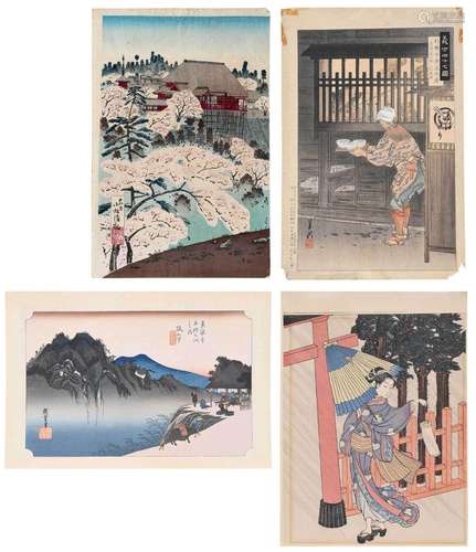 Group of Four Japanese Woodblock Prints