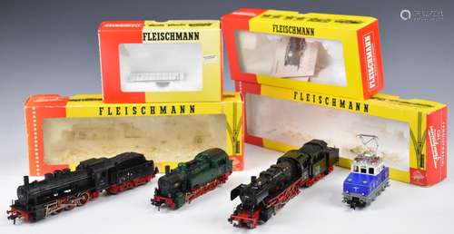 Four Fleischmann HO or 00 gauge model railway locomotives co...