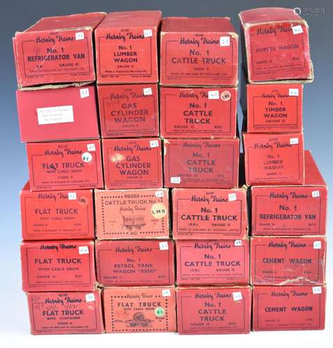 Twenty-fourHornby 0 gauge model railway wagons, vans, coache...