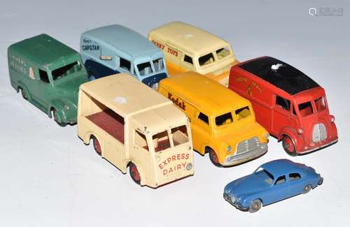 Six Dinky Toys diecast model Trojan and Bedford vans compris...