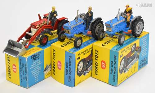 Three Corgi Toys diecast model tractors comprising two Ford ...