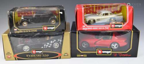 Four Burago diecast model cars comprising Dodge Viper RT10, ...