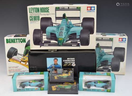 Eight Formula 1 model cars and car kits comprising two Tamiy...