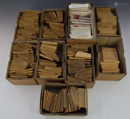 Eight small boxes of used GB stamps in small brown envelopes...