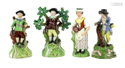 A Walton Pearlware Figure, circa 1820, modelled as a harvest...