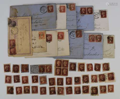 A small quantity of GB penny red stamps on cover and loose, ...