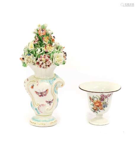 A Chelsea Porcelain Small Vase, circa 1756, of bell form on ...