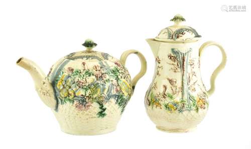 A Whieldon Type Creamware Teapot and Cover, circa 1750, of o...