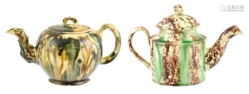 A Whieldon Type Creamware Teapot and Cover, circa 1750, of o...