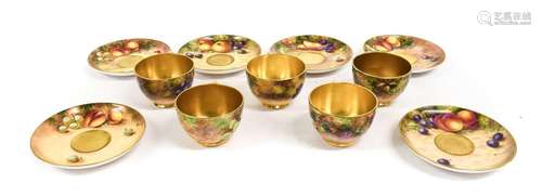 A Set of Five Royal Worcester Porcelain Teacups and Six Sauc...