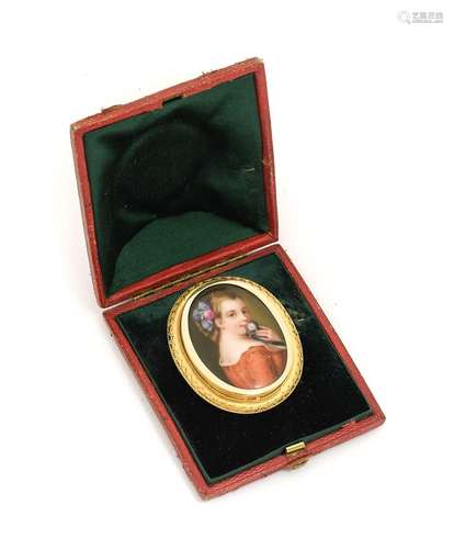 A German Porcelain Portrait Plaque, late 19th century, of ov...