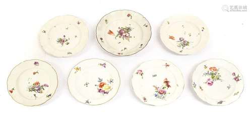 A Pair of Meissen Porcelain Dinner Plates, circa 1765, paint...