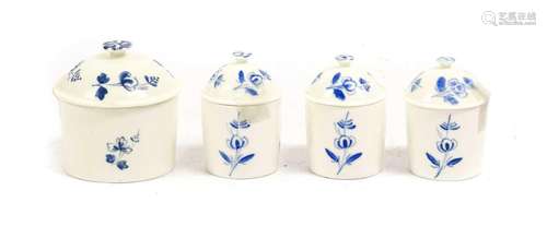 A Set of Three Mennecy Porcelain Toilet Pots and Covers, cir...