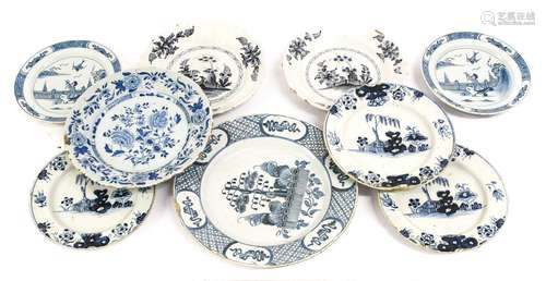 A Pair of Delft Pancake Plates, mid 18th century, painted in...