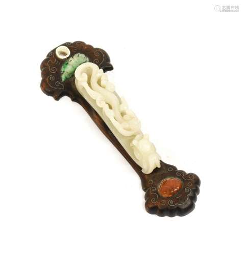 A Chinese Pale Celadon Belt Hook, in 18th century style, car...