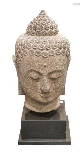 A South East Asian Carved Stone Head of Buddha47cm high, on ...