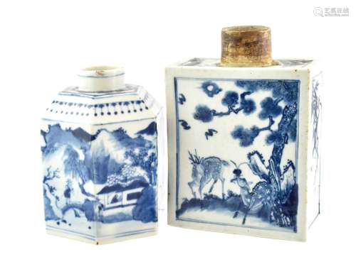 A Chinese Porcelain Tea Canister, early 19th century, of hex...