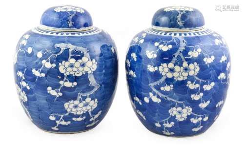 A Pair of Chinese Porcelain Ginger Jars and Covers, late Qin...
