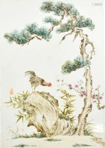 A Chinese Porcelain Plaque, probably Republic period, of rec...