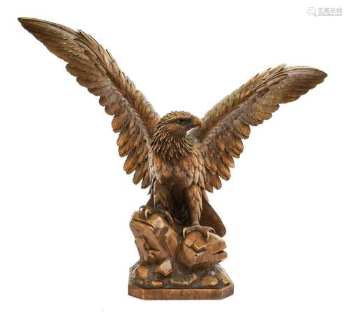 A Carved Hardwood Eagle, attributed to Takamura Koun (1852-1...