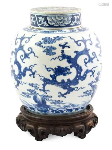 A Chinese Porcelain Ginger Jar and Associated Cover, 19th ce...