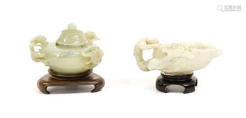 A Chinese Jade Censer and Cover, of compressed globular form...