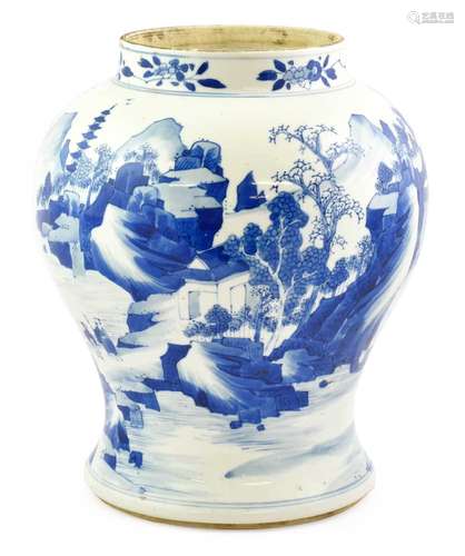 A Chinese Porcelain Jar, in Kangxi style, painted in undergl...