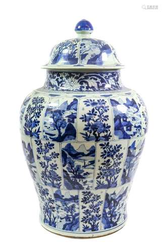 A Chinese Porcelain Jar and Cover, Kangxi, of baluster form,...