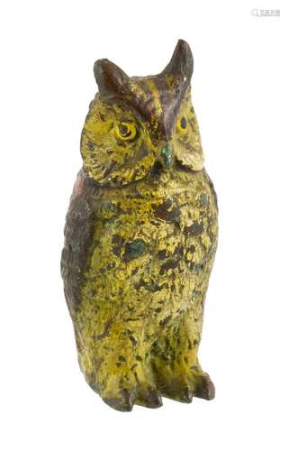 An Austrian Cold-Painted Bronze Figure of a Long-Eared Owl, ...