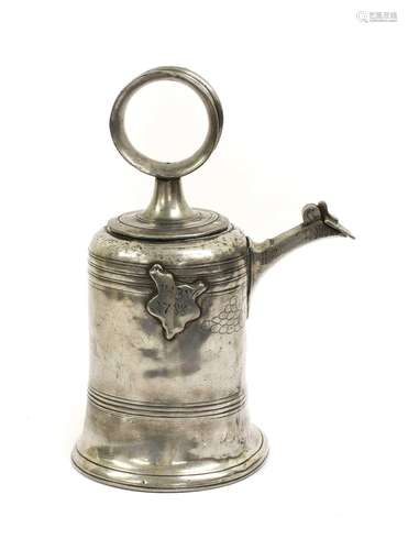 A Continental Pewter Kanne, dated 1788, of bell shape, the c...