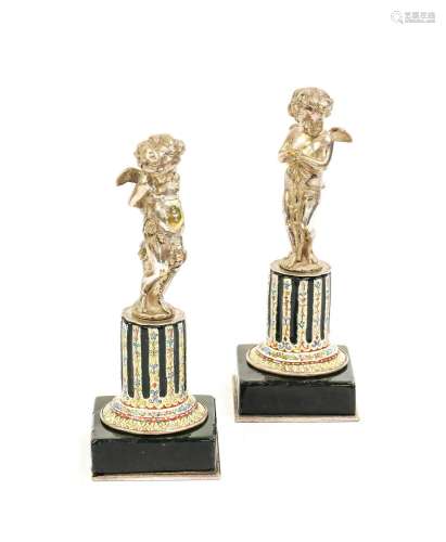 A Pair of French Silvered-Bronze Figures of Cupid, circa 190...