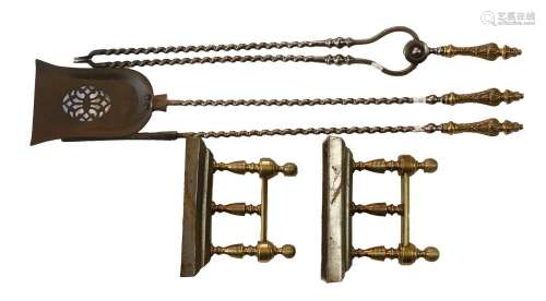 A Set of Three 19th Century Steel Fire Irons, comprising a s...