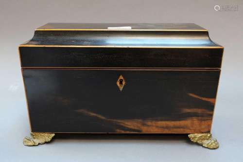 A Mid 19th Century Coromandel Tea Caddy, the waisted rectang...