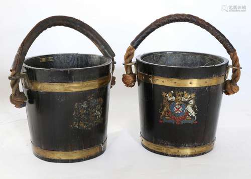 A Pair of Brass-Bound Coopered Buckets, late 19th/ early 20t...