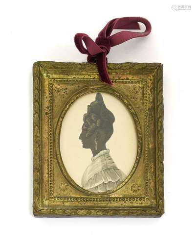 English School (19th century): A Portrait Silhouette of Mrs ...