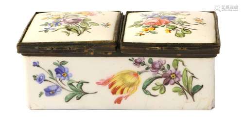 A Metal-Mounted South Staffordshire Enamel Twin Snuff Box an...