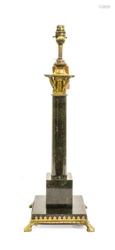 A Gilt Metal Mounted Black Marble Lamp Base, in Arts & C...