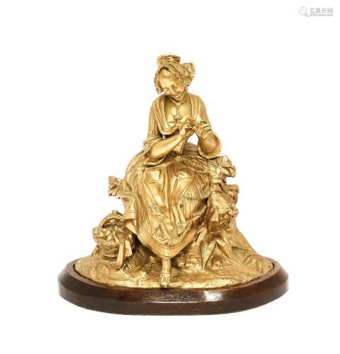French School, 19th century: A Gilt Bronze Figure of a Seate...