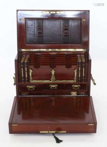 A Victorian Mahogany Travelling Desk and Stationary Cabinet,...